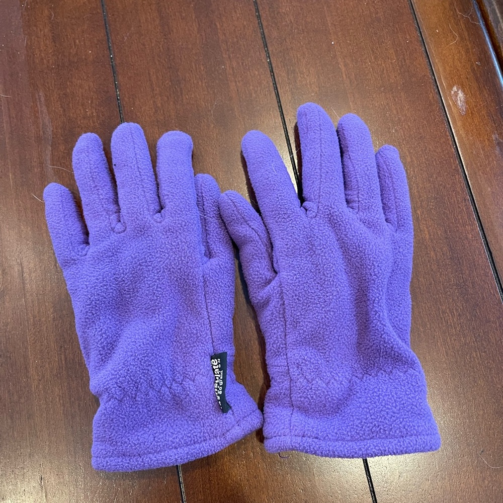 Fuzzy outdoor gloves, color: purple, Thinslate, great condition